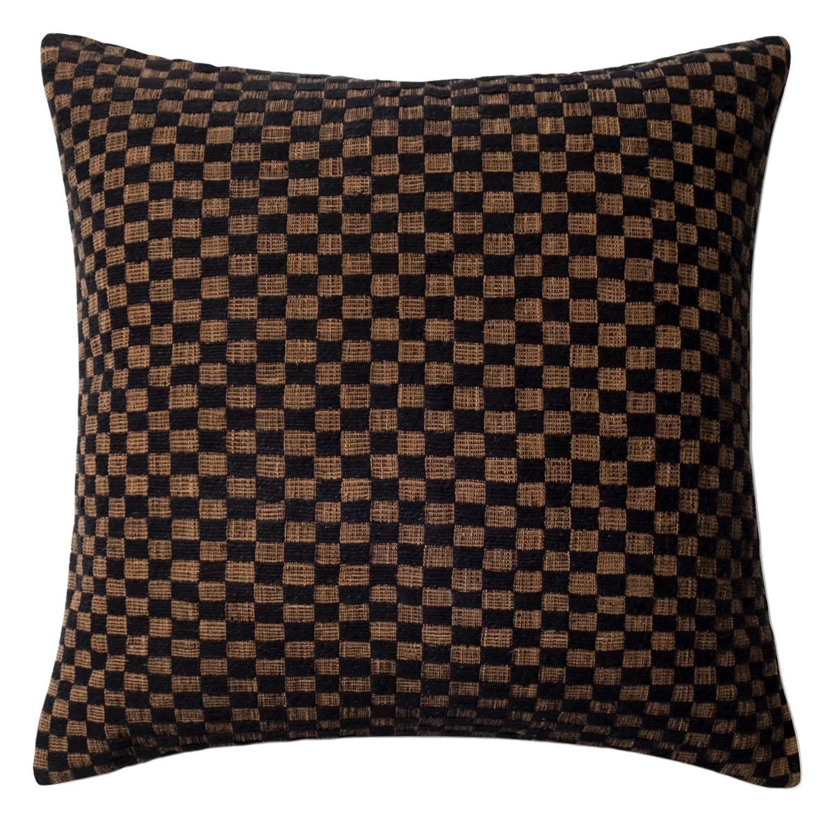 Cacah Gori Archive Checkerboard Pillow — Black & Brown