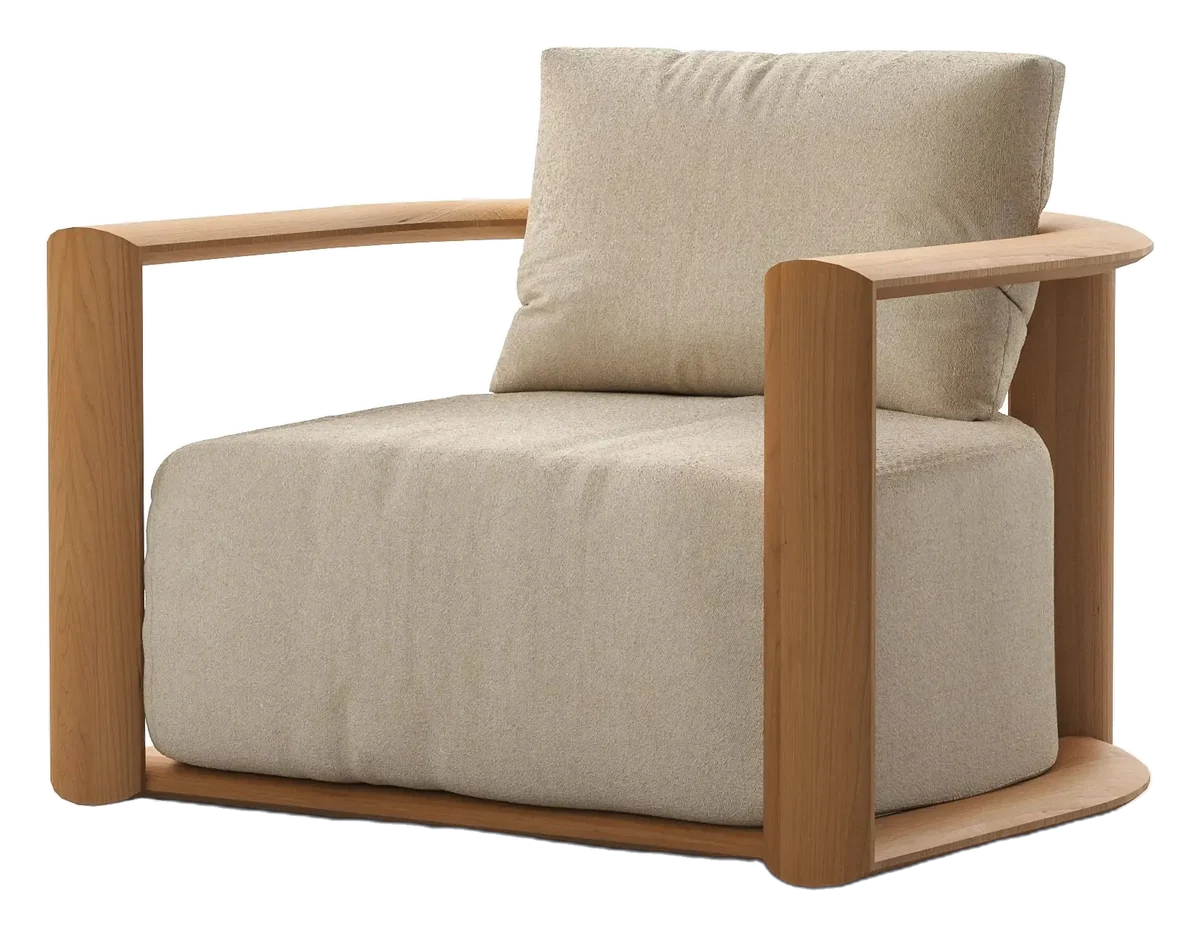 Almond Teak Swivel Lounge Chair