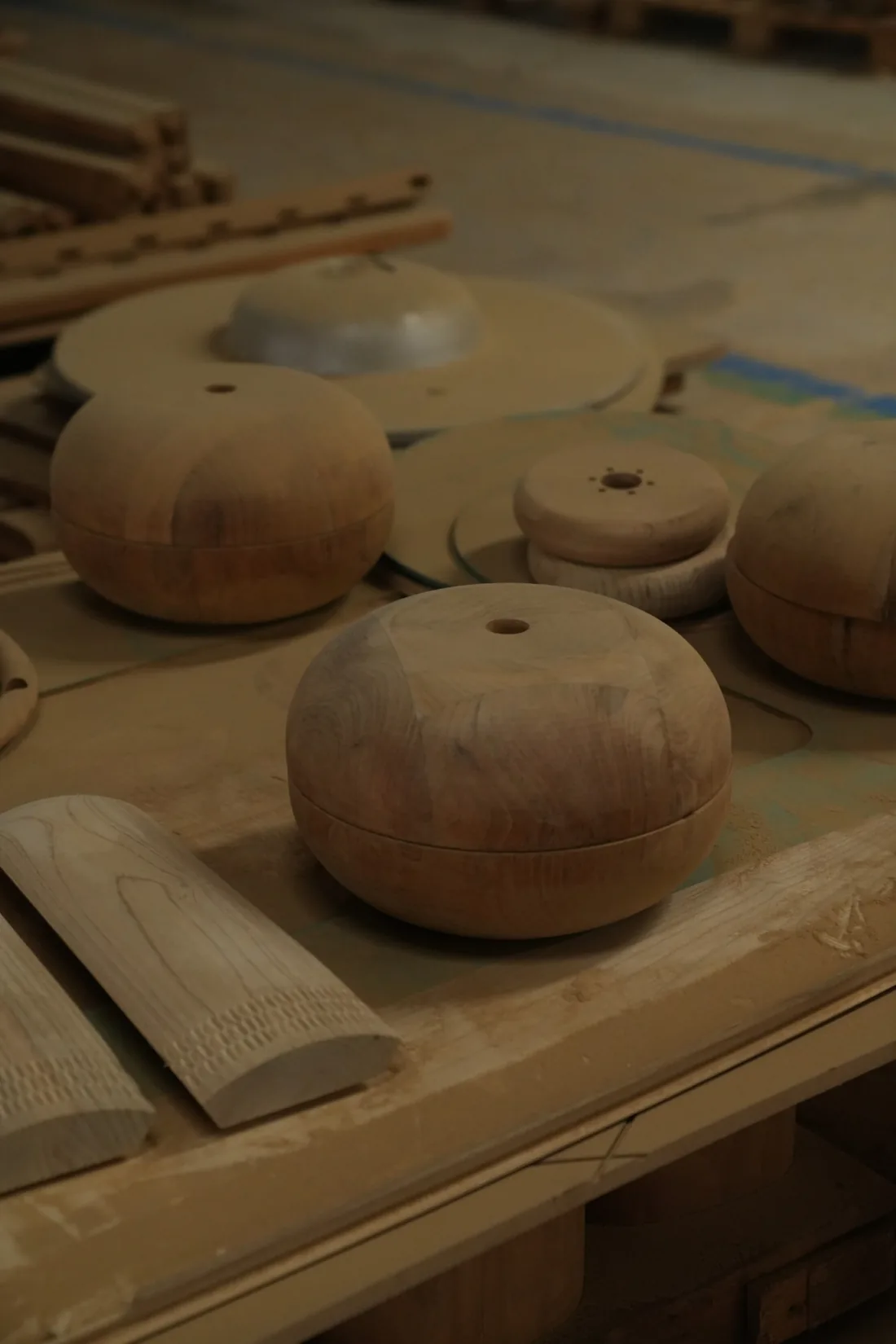 Turned timber vessels before finishing